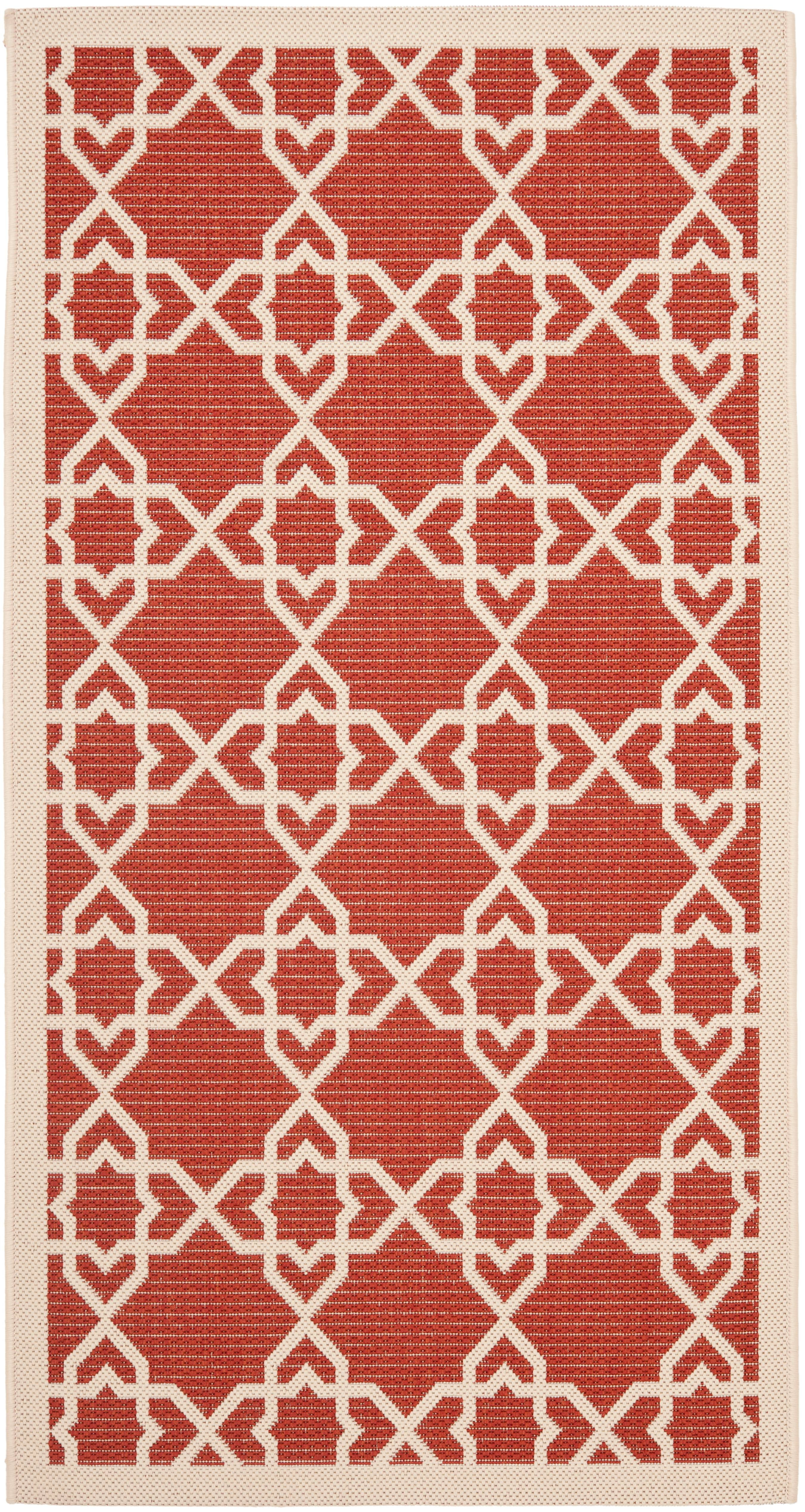 Courtyard CY6032 Power Loomed Indoor and Outdoor Accent Rug - Red/Beige - 2'7"x5' - Safavieh