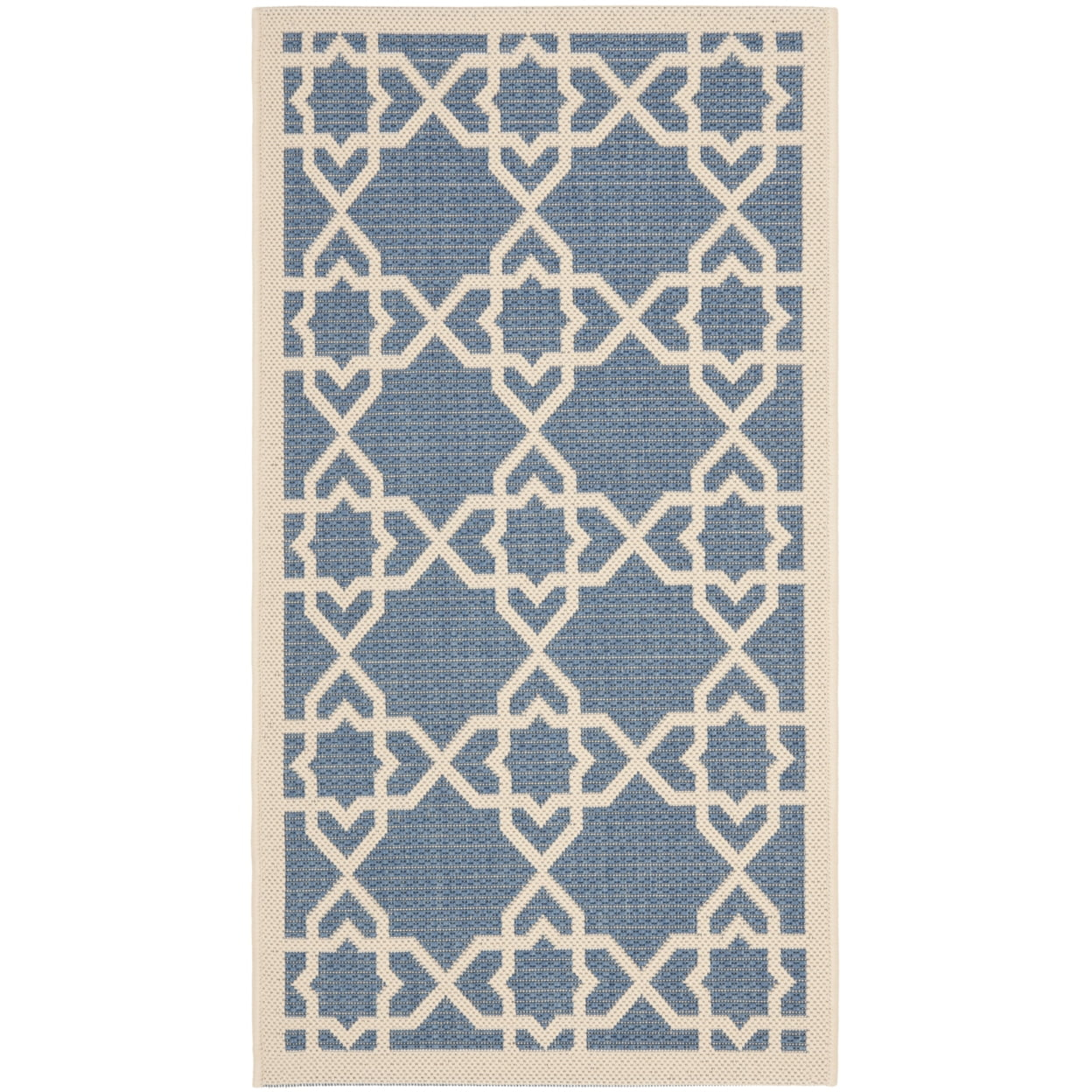 Courtyard CY6032 Power Loomed Indoor and Outdoor Accent Rug - Blue/Beige - 2'x3'7" - Safavieh