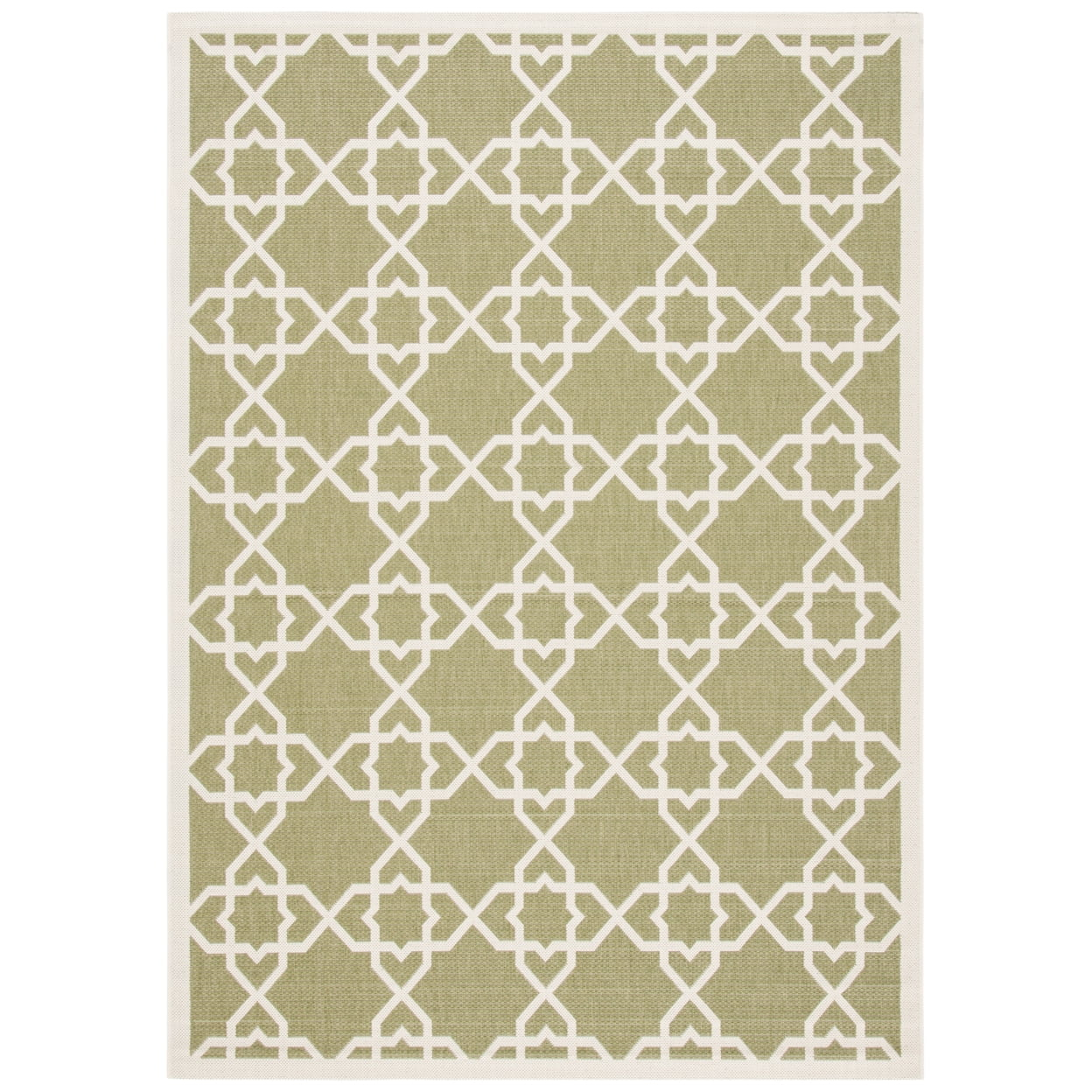 SAFAVIEH Courtyard Carol Geometric Indoor/Outdoor Area Rug, 5'3" x 7'7", Green/Beige