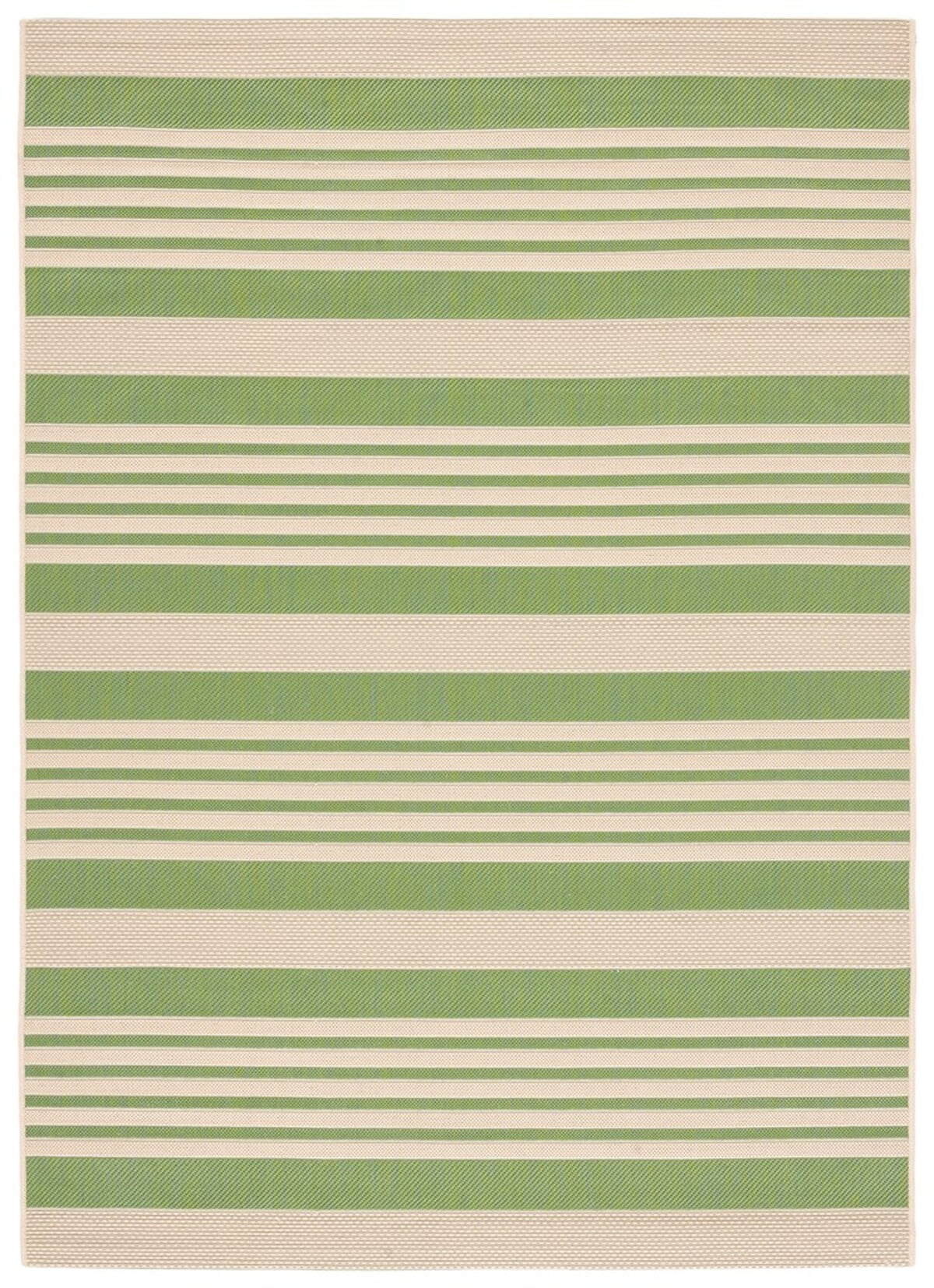 SAFAVIEH Courtyard Caroline Striped Indoor/Outdoor Area Rug, 4' x 5'7", Green/Beige