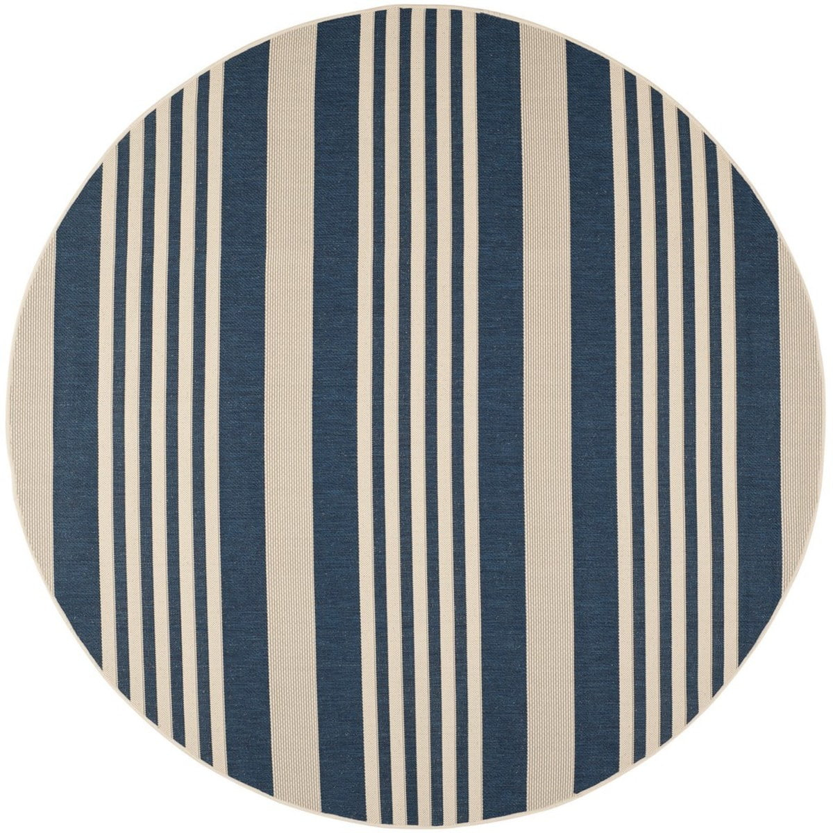 Courtyard CY6062 Power Loomed Indoor/Outdoor Area Rug - Navy/Beige - 7'10" Round - Safavieh.