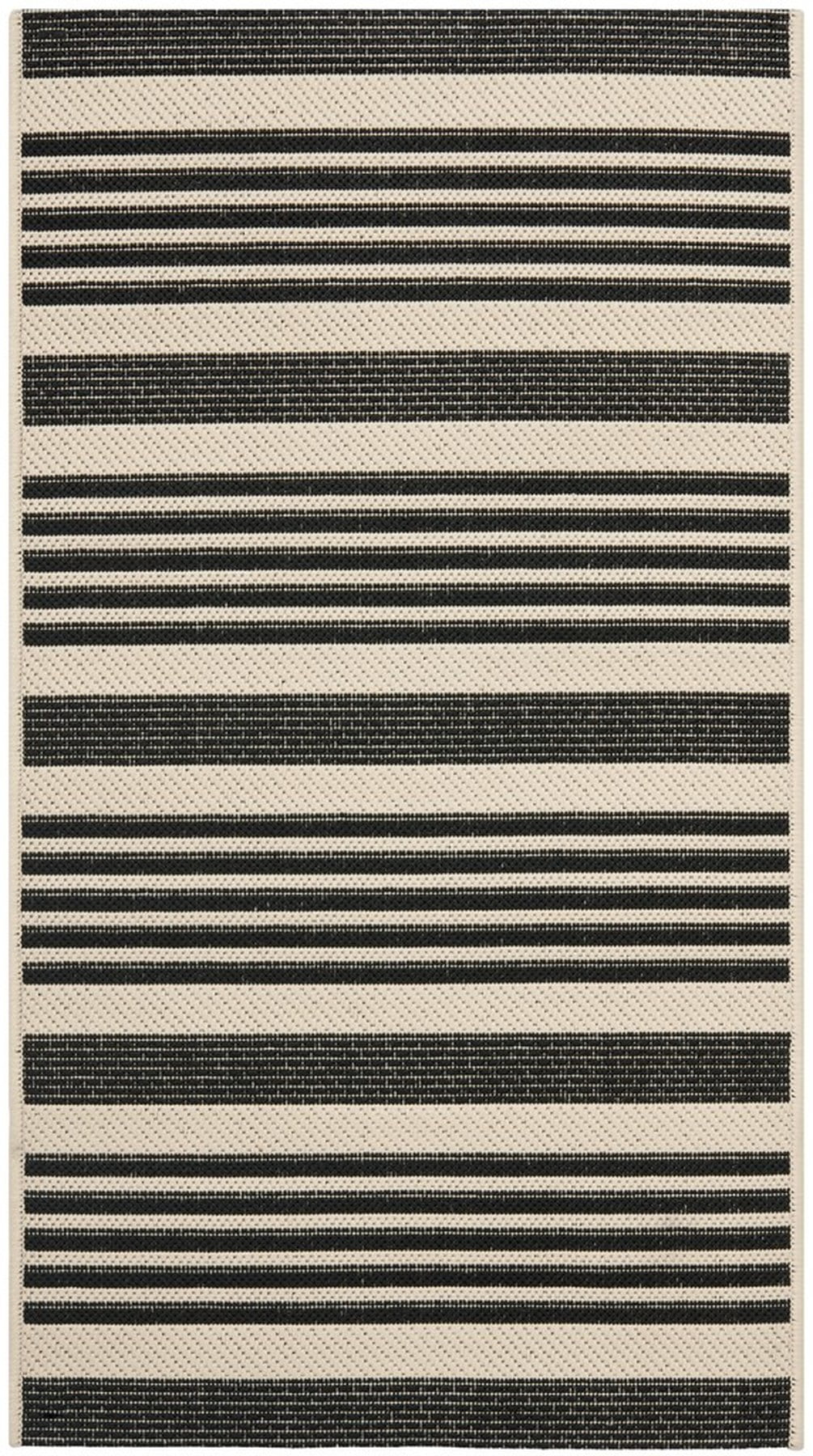 Courtyard CY6062 Power Loomed Indoor/Outdoor Accent Rug - Black/Bone - 2'x3'7" - Safavieh.