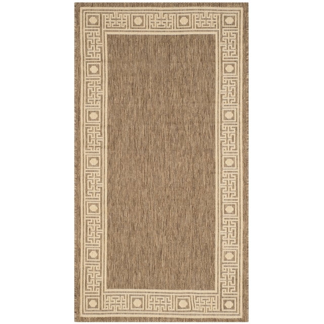 SAFAVIEH Courtyard Chase Oriental Indoor/Outdoor Area Rug, Dark Beige/Beige, 2'7" x 5'