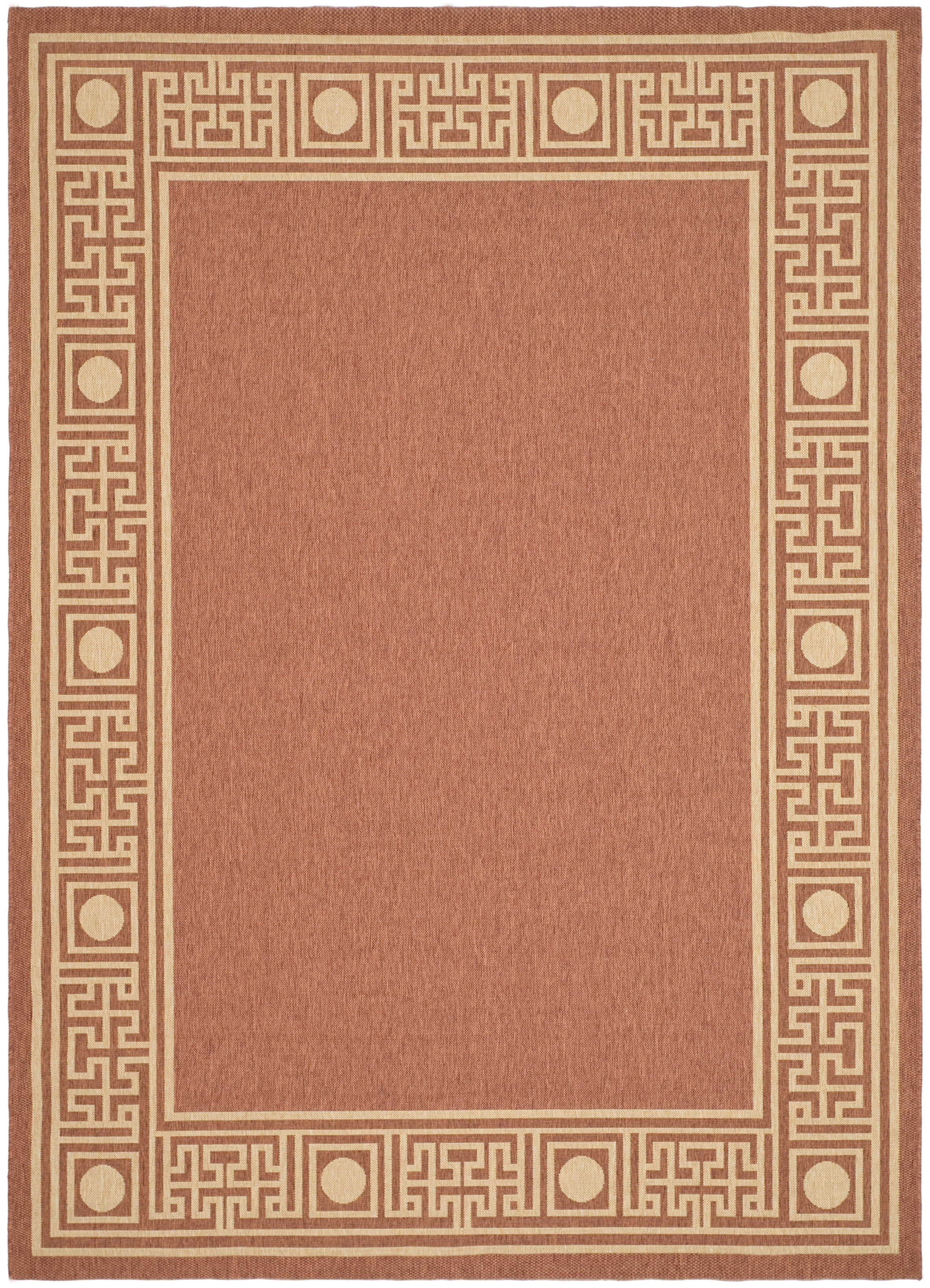SAFAVIEH Courtyard Chase Oriental Indoor/Outdoor Area Rug, Rust/Sand, 6'7" x 9'6"