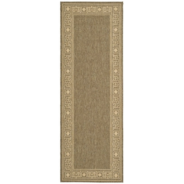 Courtyard CY5143 Power Loomed Indoor and Outdoor Runner Rug - Dark Beig/Beige - 2'7"x8'2" - Safavieh