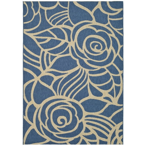 Courtyard CY5141 Power Loomed Indoor/Outdoor Area Rug - Blue/Beige - 6'7"x9'6" - Safavieh.