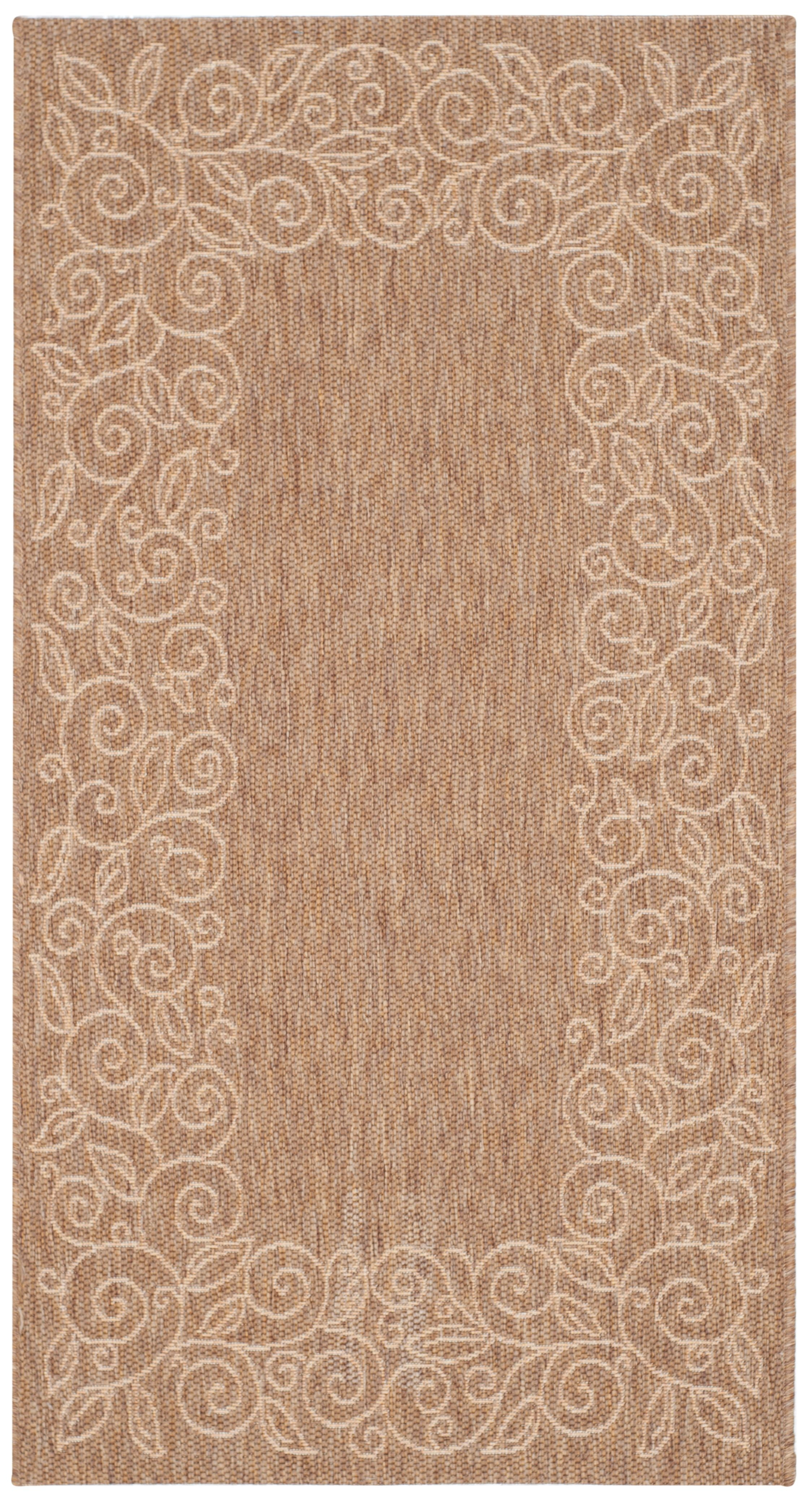 SAFAVIEH Courtyard Chole Bordered Indoor/Outdoor Area Rug, Dark Beige/Beige, 2'7" x 5'
