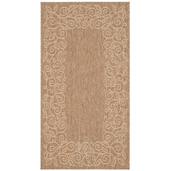SAFAVIEH Courtyard Chole Bordered Indoor/Outdoor Area Rug, Dark Beige/Beige, 2'7" x 5'