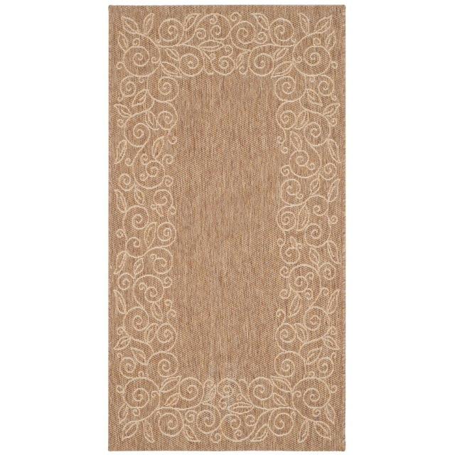SAFAVIEH Courtyard Chole Bordered Indoor/Outdoor Area Rug, Dark Beige/Beige, 2'7" x 5'
