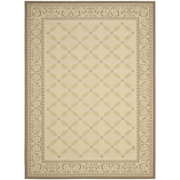 SAFAVIEH Courtyard Cohen Bordered Indoor/Outdoor Area Rug, Dark Beige/Beige, 9' x 12'
