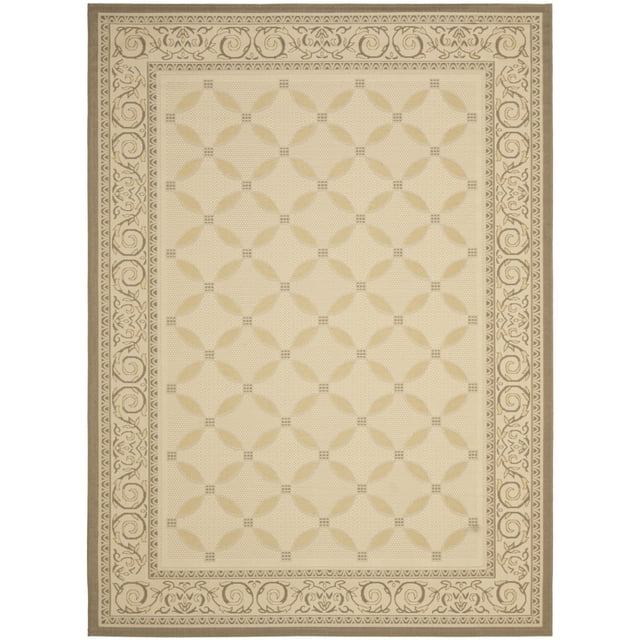SAFAVIEH Courtyard Cohen Bordered Indoor/Outdoor Area Rug, Dark Beige/Beige, 9' x 12'