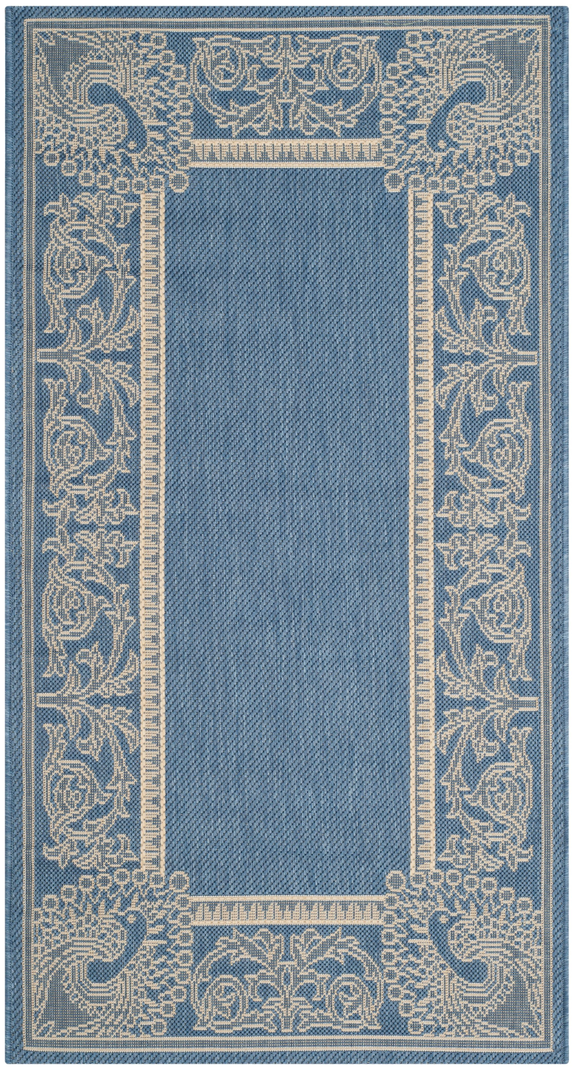 Courtyard CY2965 Power Loomed Indoor/Outdoor Accent Rug - Blue/Natural - 2'x3'7" - Safavieh.