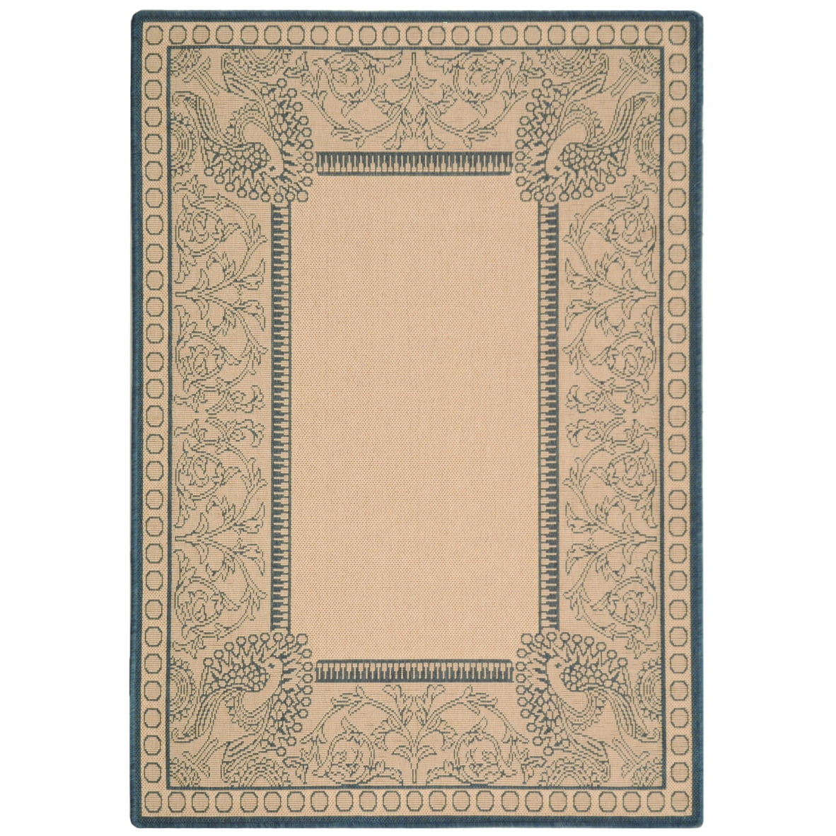 Courtyard CY2965 Power Loomed Indoor/Outdoor Area Rug - Natural/Blue - 4'x5'7" - Safavieh.