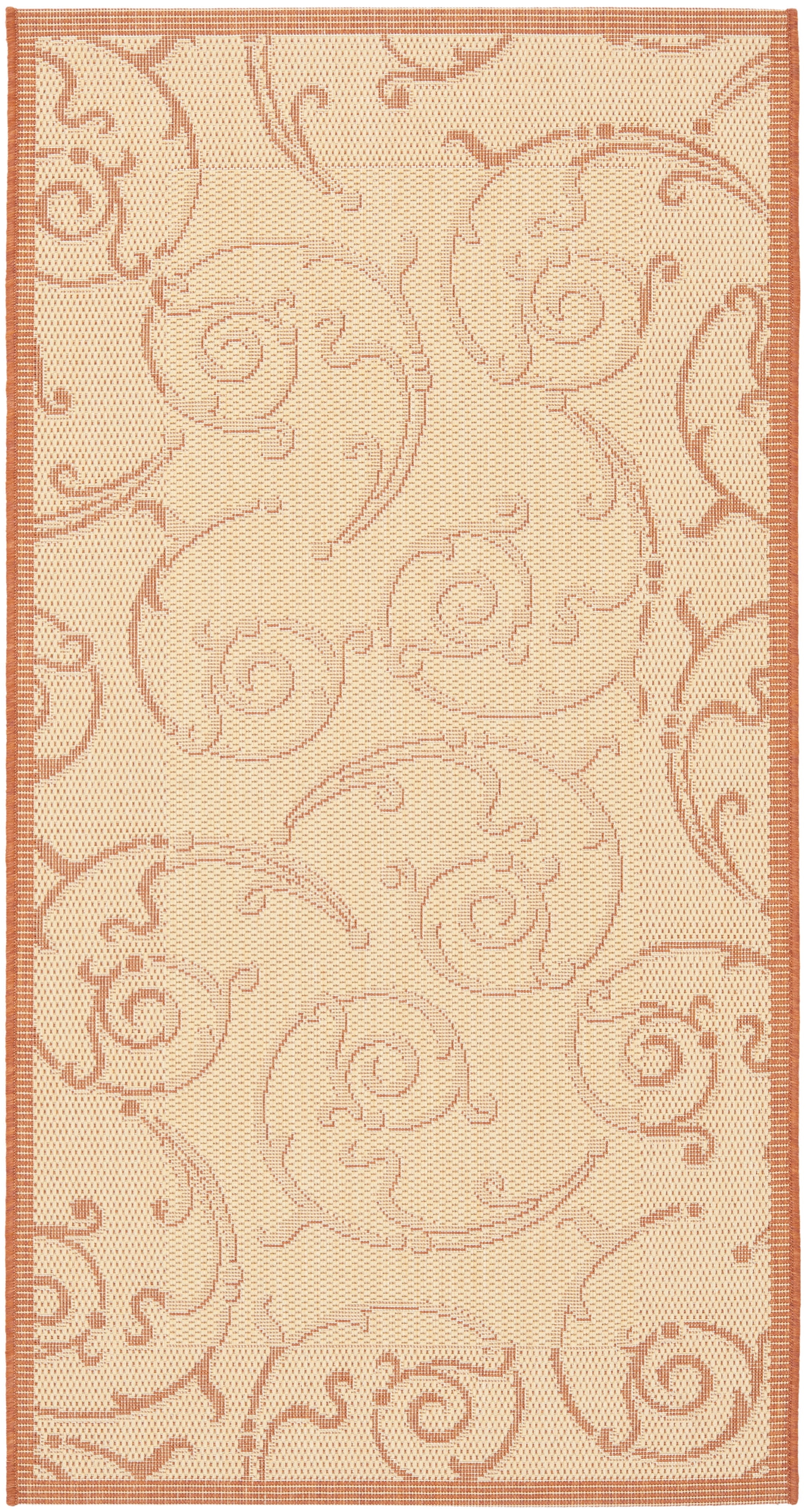 Courtyard CY2665 Power Loomed Indoor and Outdoor Accent Rug - Natural/Terra - 2'x3'7" - Safavieh