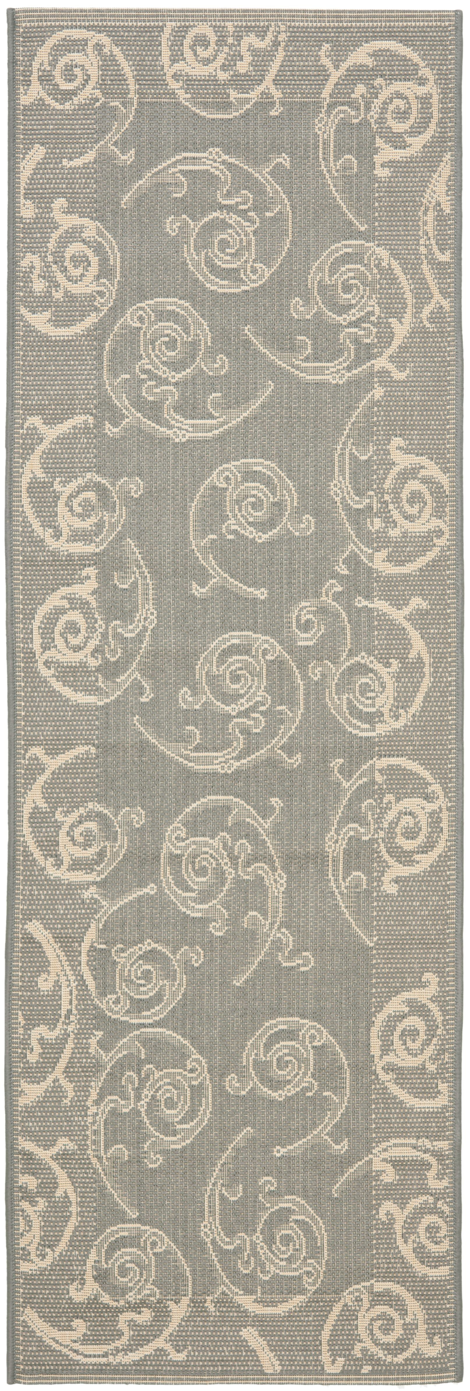 Courtyard CY2665 Power Loomed Indoor and Outdoor Runner Rug - Grey/Natural - 2'3"x12' - Safavieh