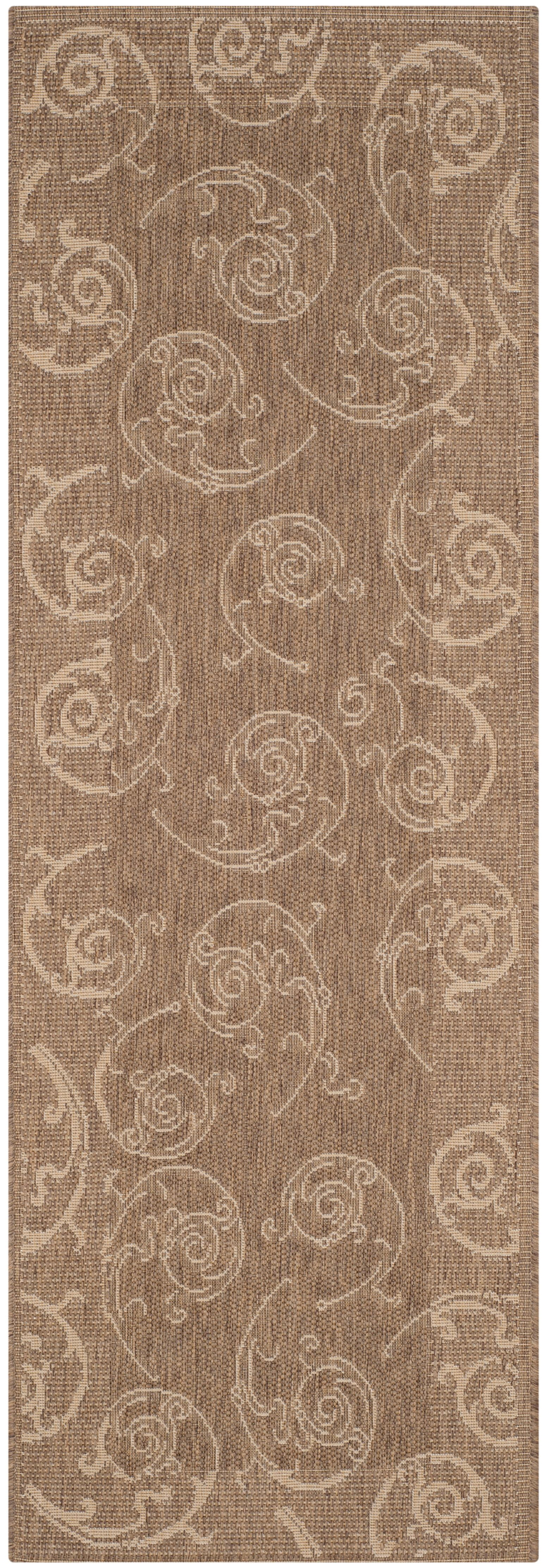 SAFAVIEH Courtyard Daniel Oriental Indoor/Outdoor Runner Rug, Brown/Natural, 2'3" x 6'7"