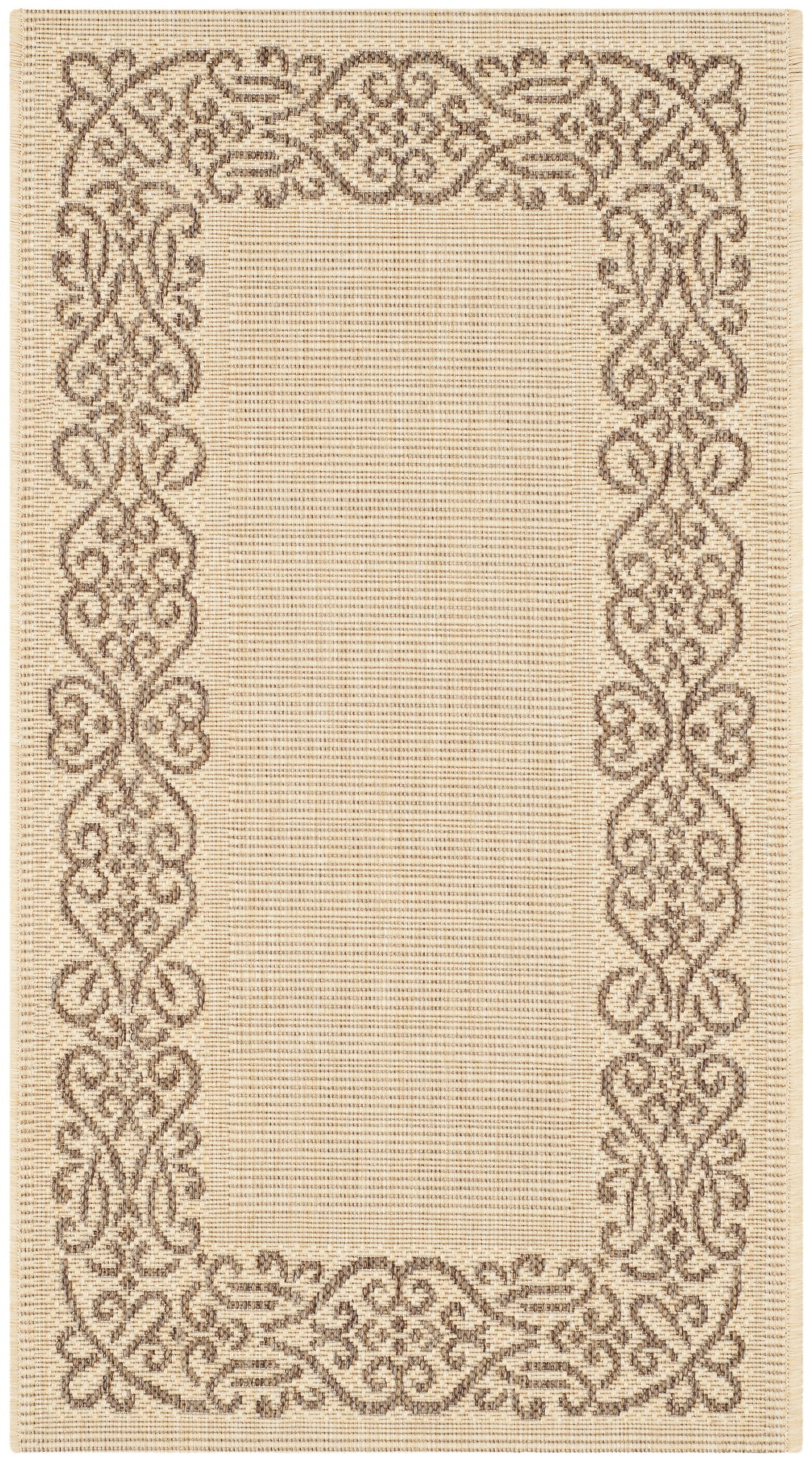 SAFAVIEH Courtyard Ellie Traditional Floral Indoor/Outdoor Area Rug, 2' x 3'7", Natural/Brown