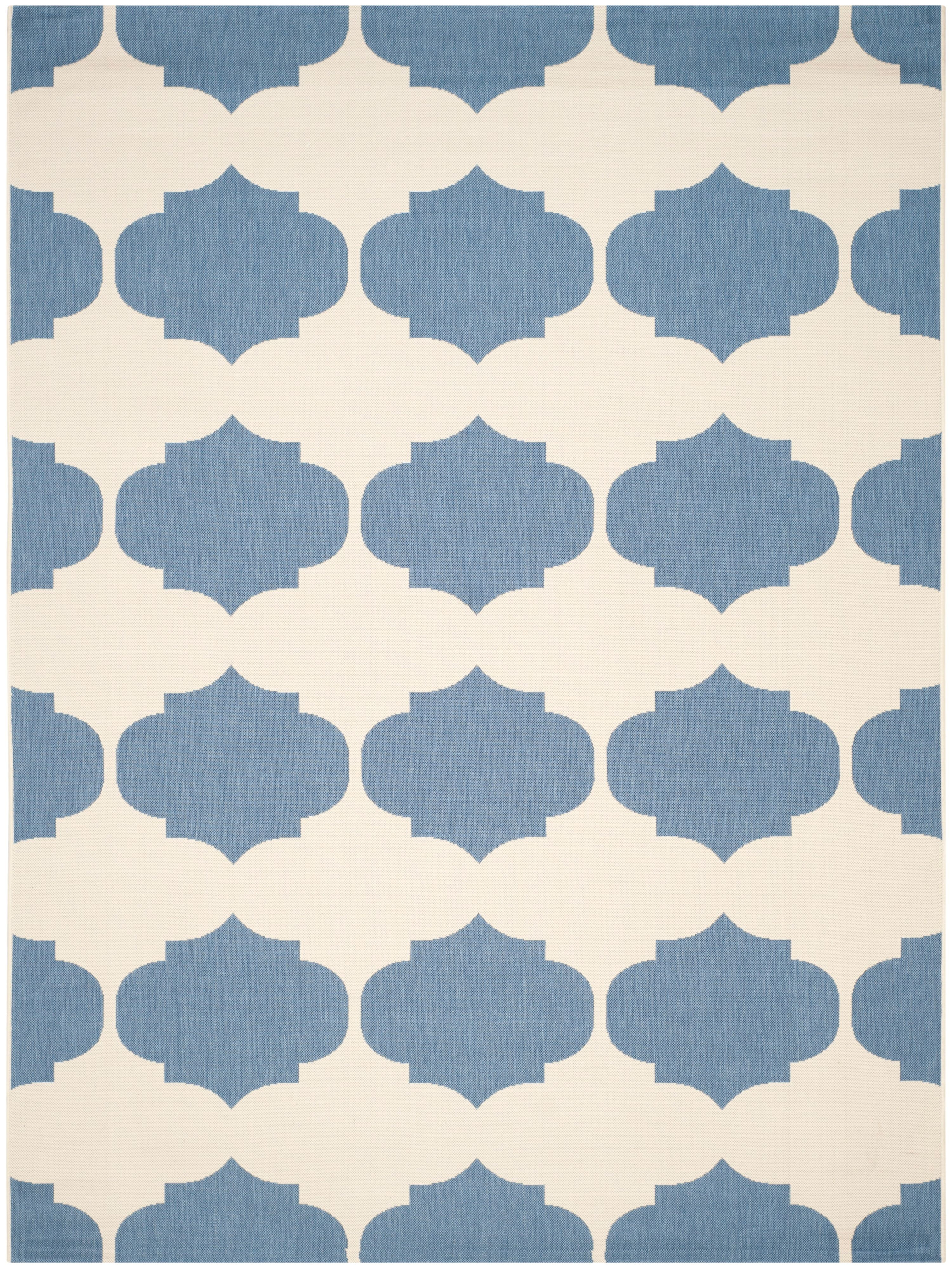 SAFAVIEH Courtyard Elwyn Geometric Indoor/Outdoor Area Rug, Beige/Blue, 9' x 12'