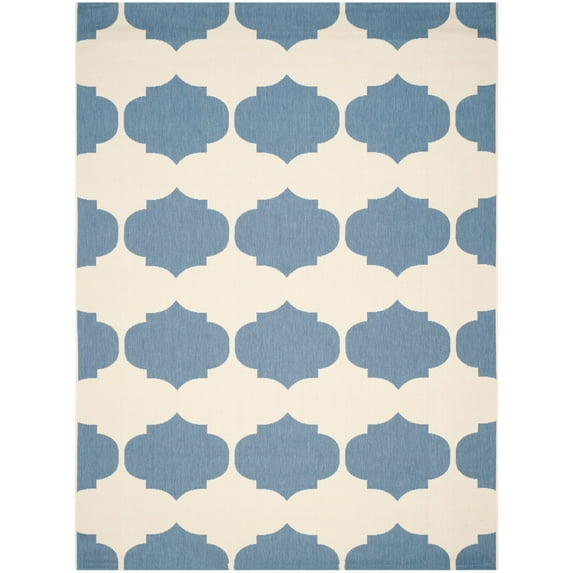 SAFAVIEH Courtyard Elwyn Geometric Indoor/Outdoor Area Rug, Beige/Blue, 9' x 12'