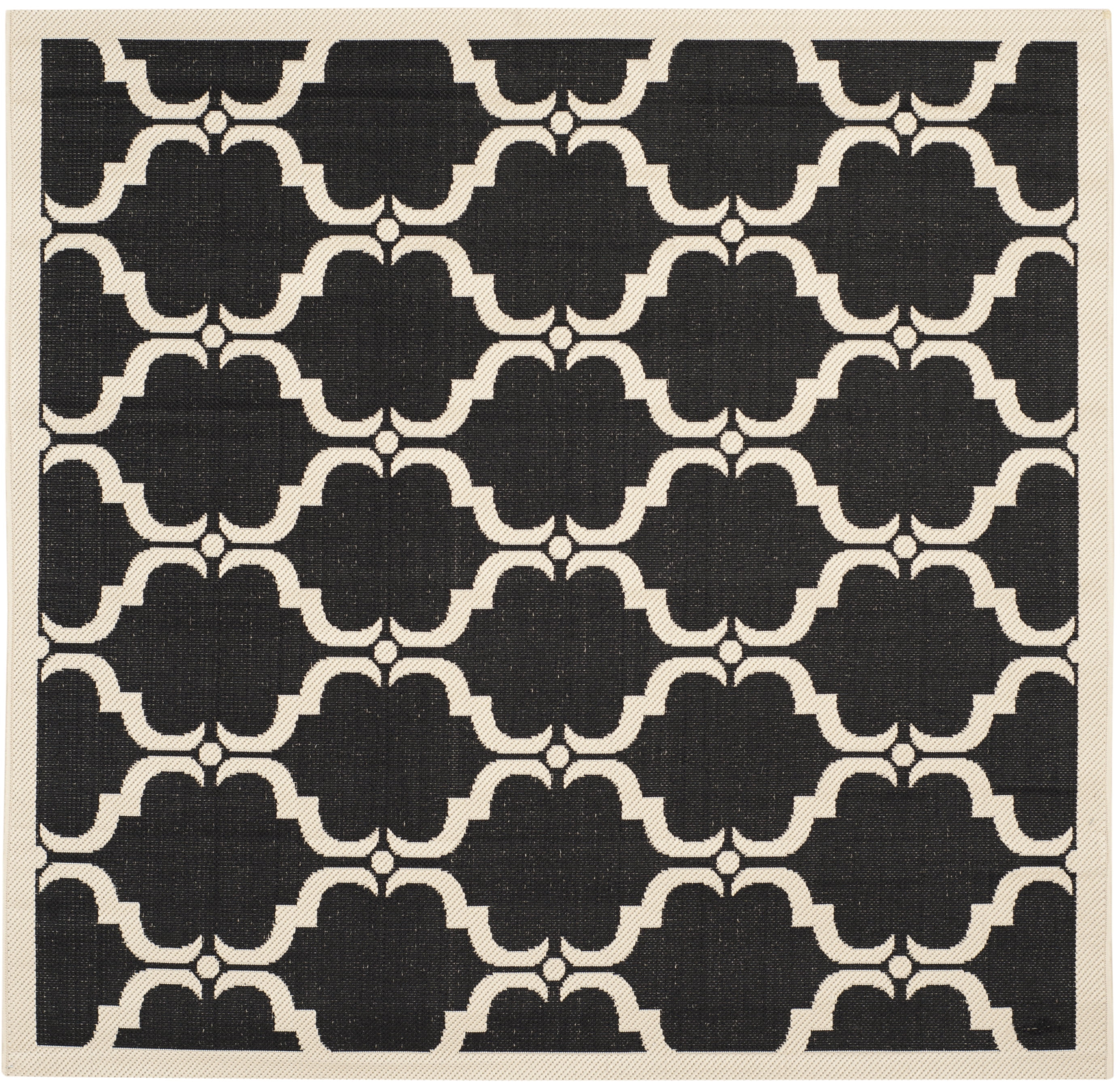 Courtyard CY6009 Power Loomed Indoor and Outdoor Area Rug - Black/Beige - 5'3"x5'3" - Safavieh