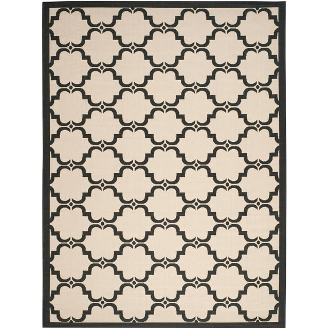 SAFAVIEH Courtyard Estelle Geometric Indoor/Outdoor Area Rug, 8' x 11', Beige/Black