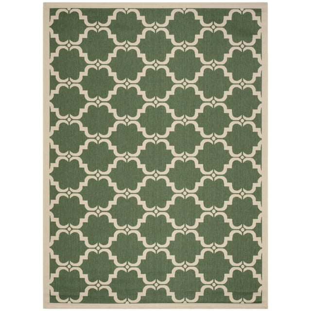 SAFAVIEH Courtyard Estelle Geometric Indoor/Outdoor Area Rug, 9' x 12', Dark Green/Beige