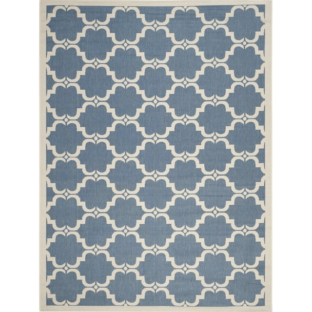 SAFAVIEH Courtyard Estelle Geometric Indoor/Outdoor Area Rug, Blue/Beige, 8' x 11'