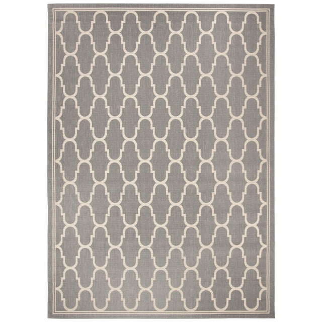 SAFAVIEH Courtyard Eustacia Geometric Trellis Indoor/Outdoor Area Rug Anthracite/Beige, 9' x 12'6"
