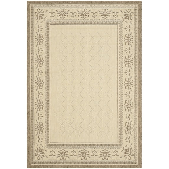 SAFAVIEH Courtyard Eva Oriental Indoor/Outdoor Area Rug, Natural/Brown, 6'7" x 9'6"