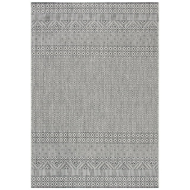 Courtyard CY8235 Power Loomed Indoor and Outdoor Area Rug - Grey/Black - 4'x5'7" - Safavieh