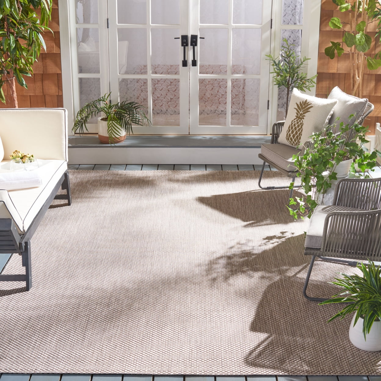 Courtyard CY8521 Power Loomed Indoor/Outdoor Area Rug - Beige/Brown - 6'7"x6'7" - Safavieh.