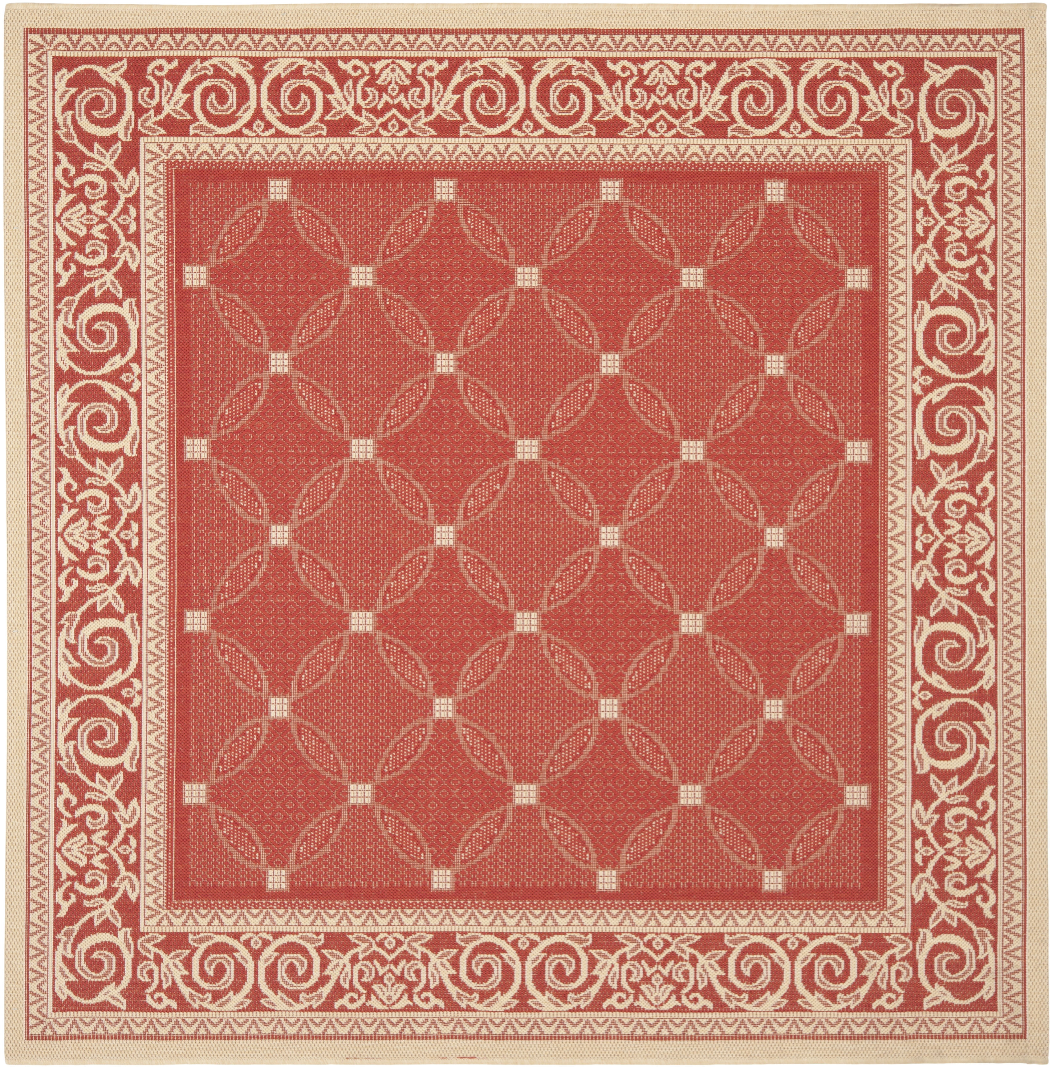 Courtyard CY1502 Power Loomed Indoor and Outdoor Area Rug - Red/Natural - 6'7"x6'7" - Safavieh