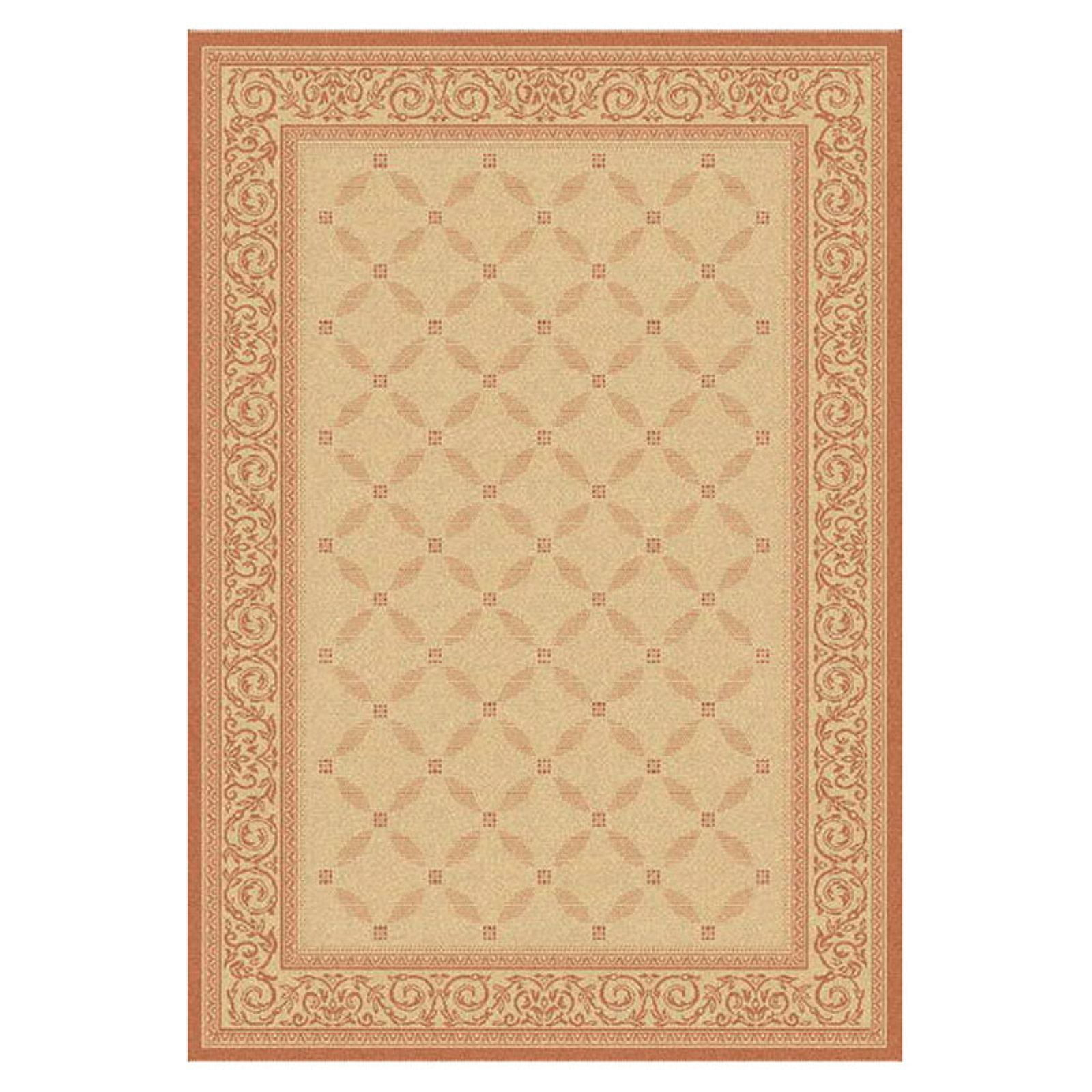 SAFAVIEH Courtyard Gaus Geometric Indoor/Outdoor Area Rug, 8' x 11', Natural/Terracotta