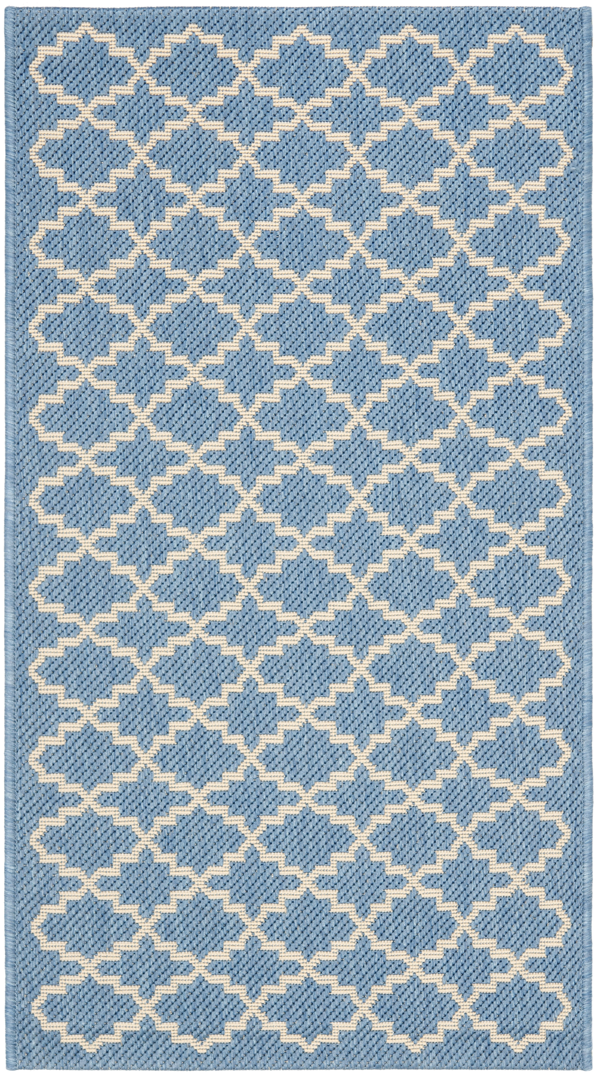 SAFAVIEH Courtyard Hilbert Trellis Indoor/Outdoor Area Rug, 2'7" x 5', Blue/Beige