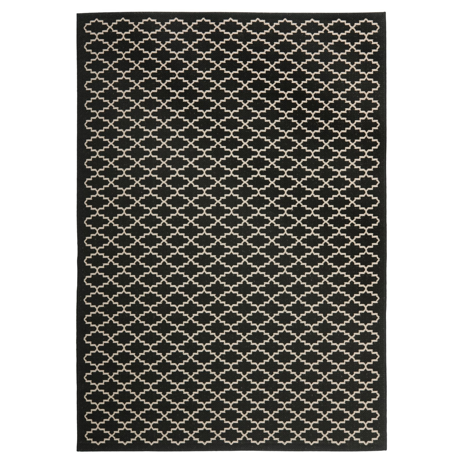 SAFAVIEH Courtyard Hilbert Trellis Indoor/Outdoor Area Rug, 2' x 3'7", Black/Beige