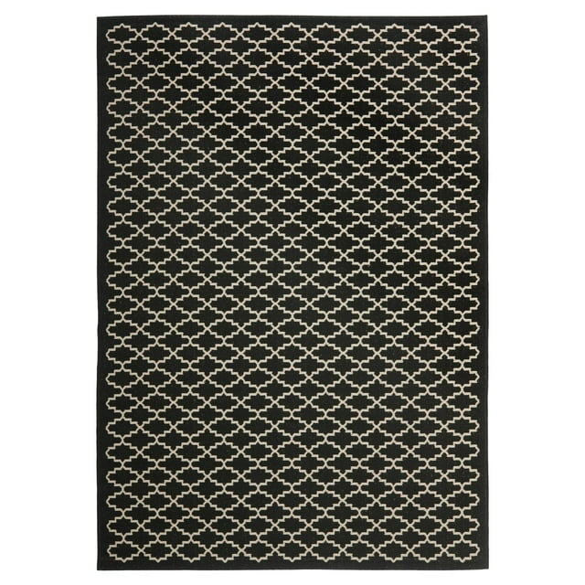 SAFAVIEH Courtyard Hilbert Trellis Indoor/Outdoor Area Rug, 2' x 3'7", Black/Beige