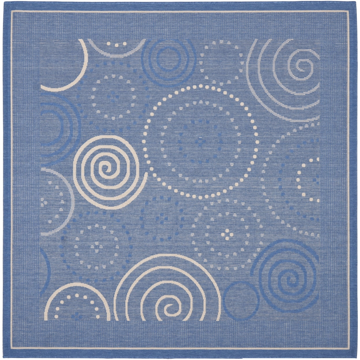Courtyard CY1906 Power Loomed Indoor and Outdoor Area Rug - Blue/Natural - 7'10"x7'10" - Safavieh