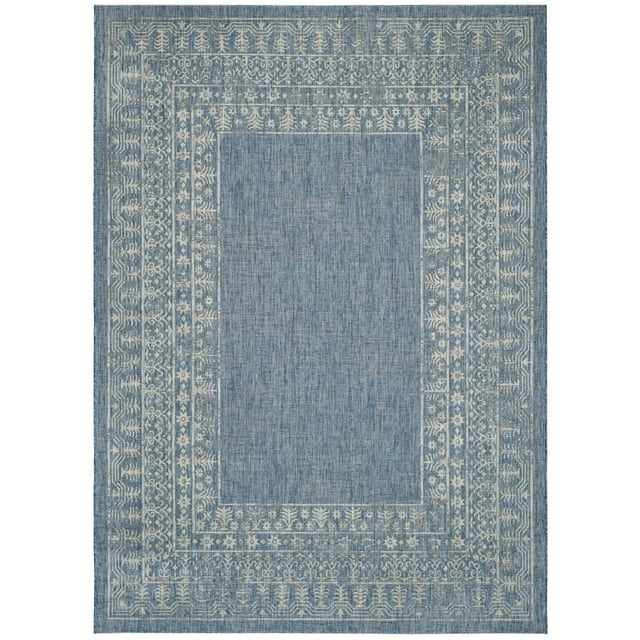 SAFAVIEH Courtyard Jolyon Bordered Indoor/Outdoor Area Rug, Navy/Grey, 11' x 13'