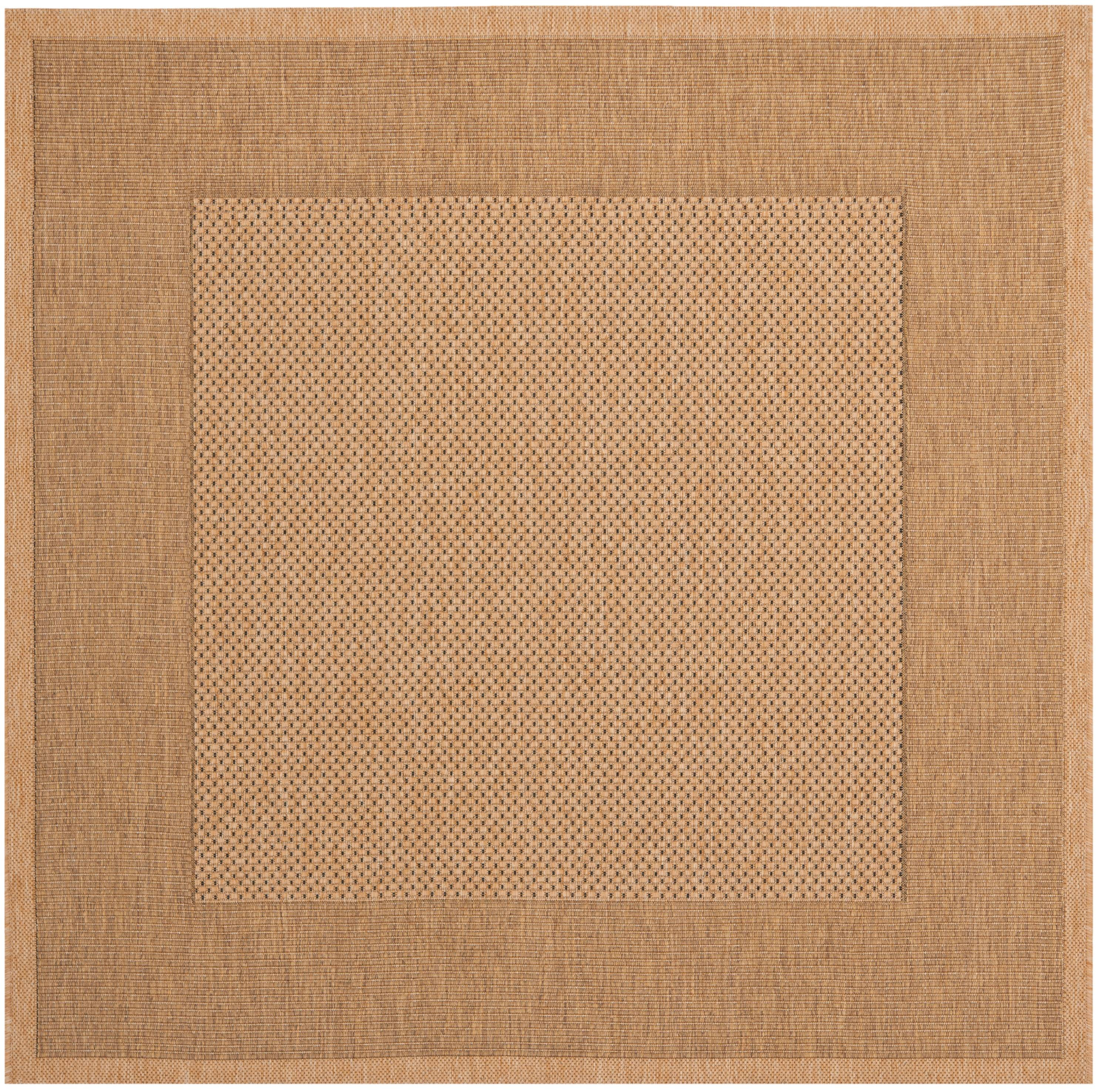 SAFAVIEH Courtyard Justine Striped Border Indoor/Outdoor Area Rug, Natural/Gold, 3' Square