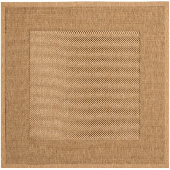 SAFAVIEH Courtyard Justine Striped Border Indoor/Outdoor Area Rug, Natural/Gold, 3' Square