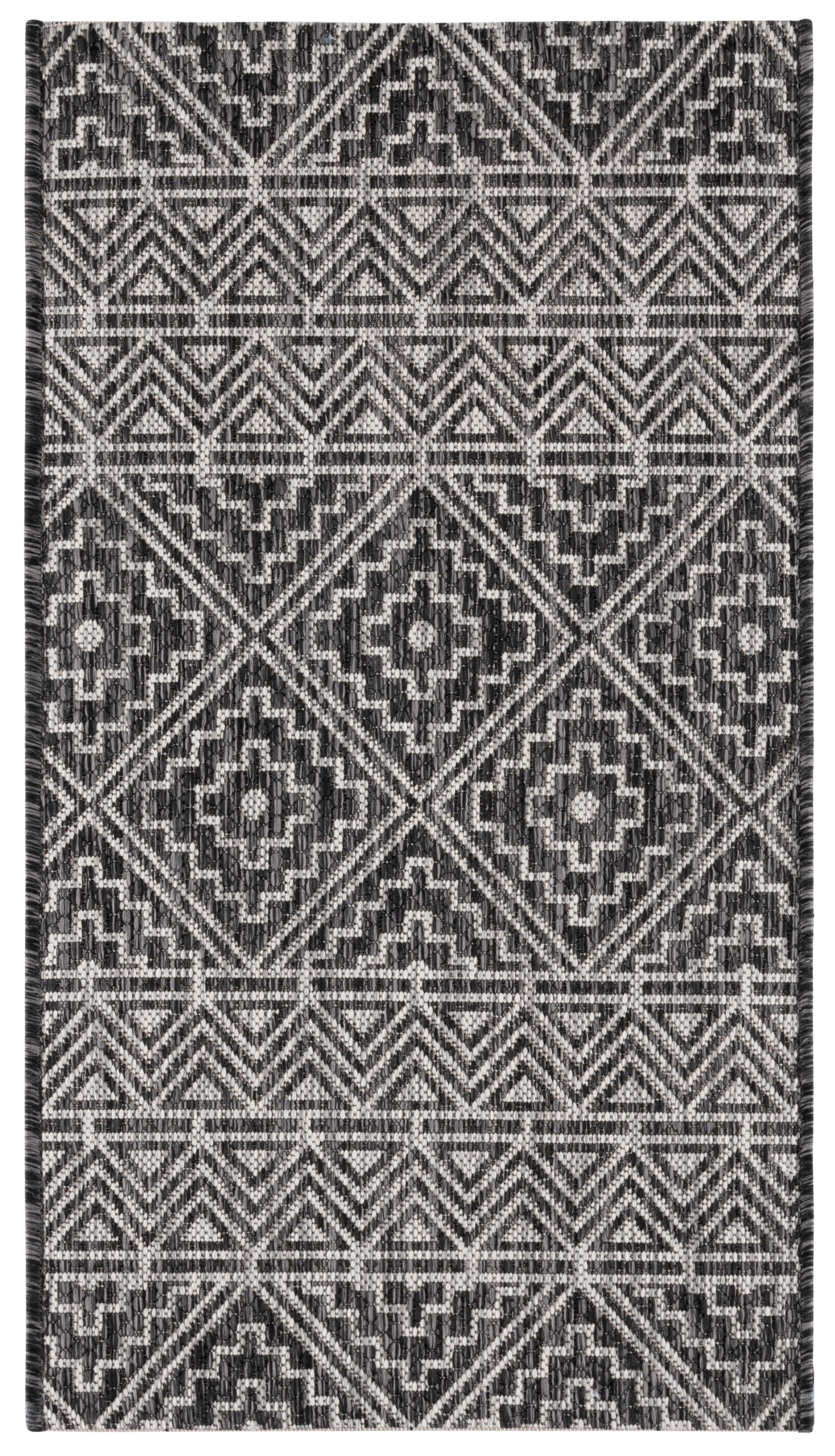 Courtyard CY8787 Power Loomed Indoor/Outdoor Accent Rug - Black/Grey - 2'x3'7" - Safavieh.
