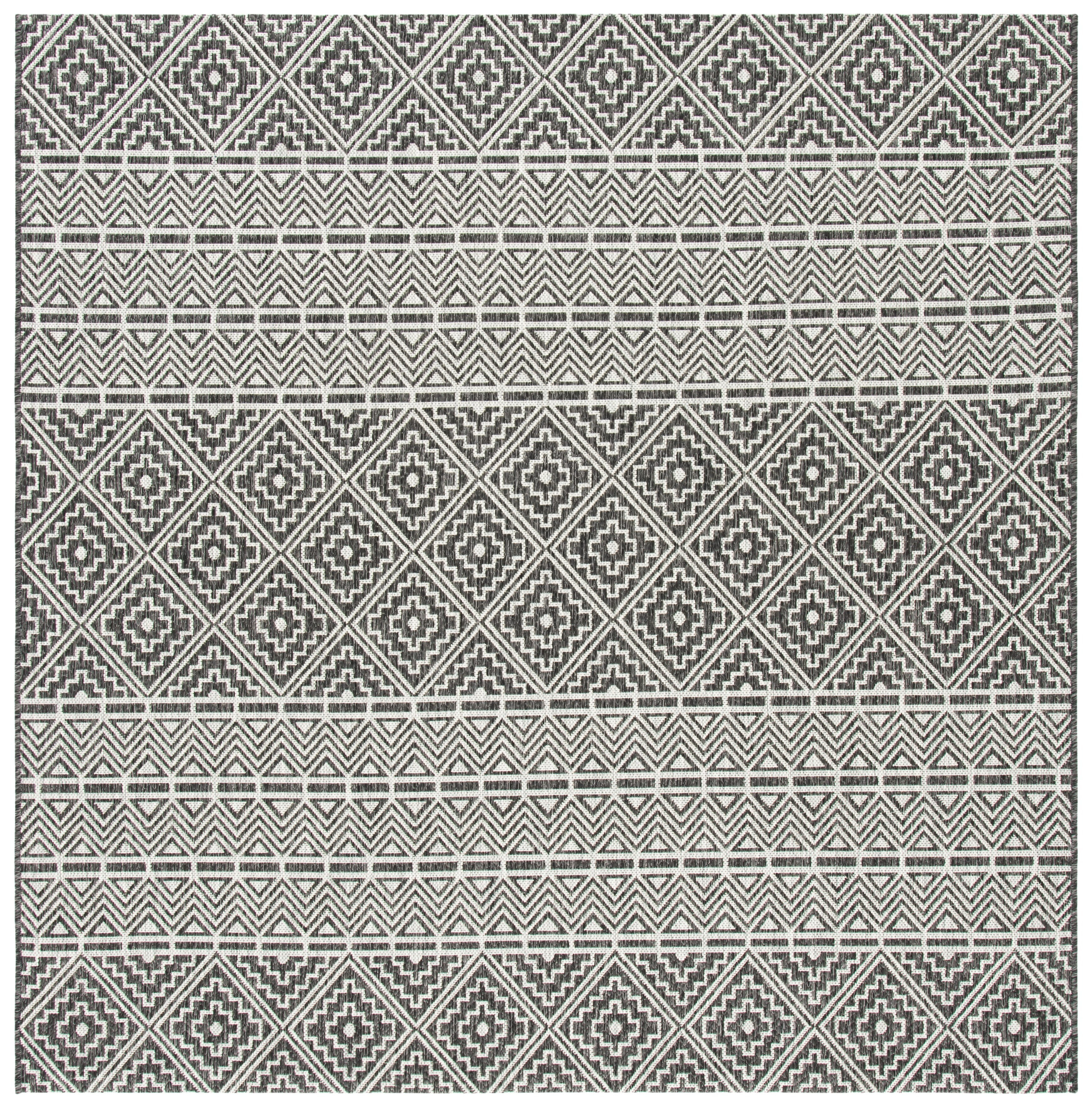 Courtyard CY8787 Power Loomed Indoor/Outdoor Area Rug - Black/Grey - 6'7"x6'7" - Safavieh.