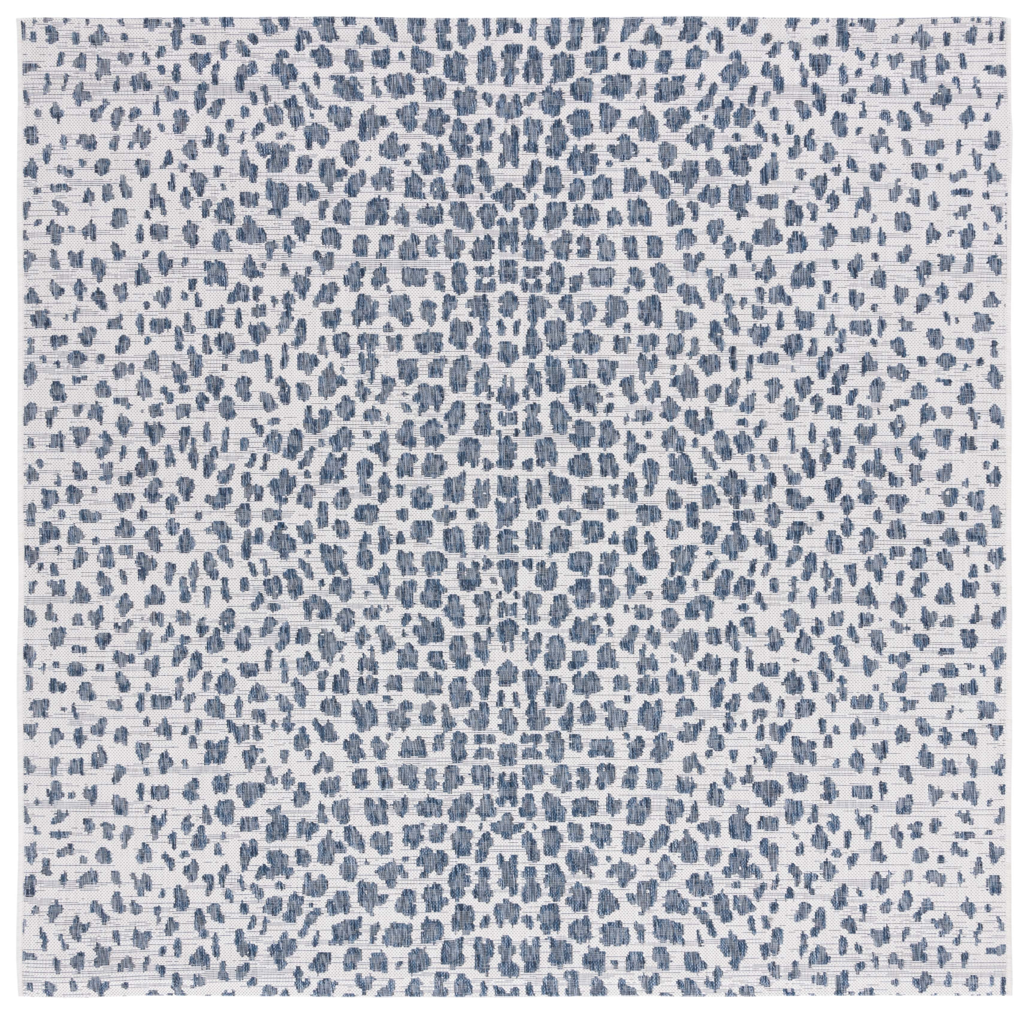 SAFAVIEH Courtyard Karina Animal Indoor/Outdoor Area Rug, Ivory/Navy, 3' x 3' Square