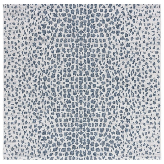 SAFAVIEH Courtyard Karina Animal Indoor/Outdoor Area Rug, Ivory/Navy, 3' x 3' Square