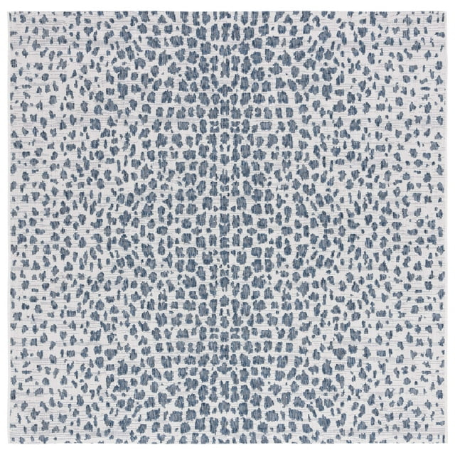 SAFAVIEH Courtyard Karina Animal Indoor/Outdoor Area Rug, Ivory/Navy, 3' x 3' Square