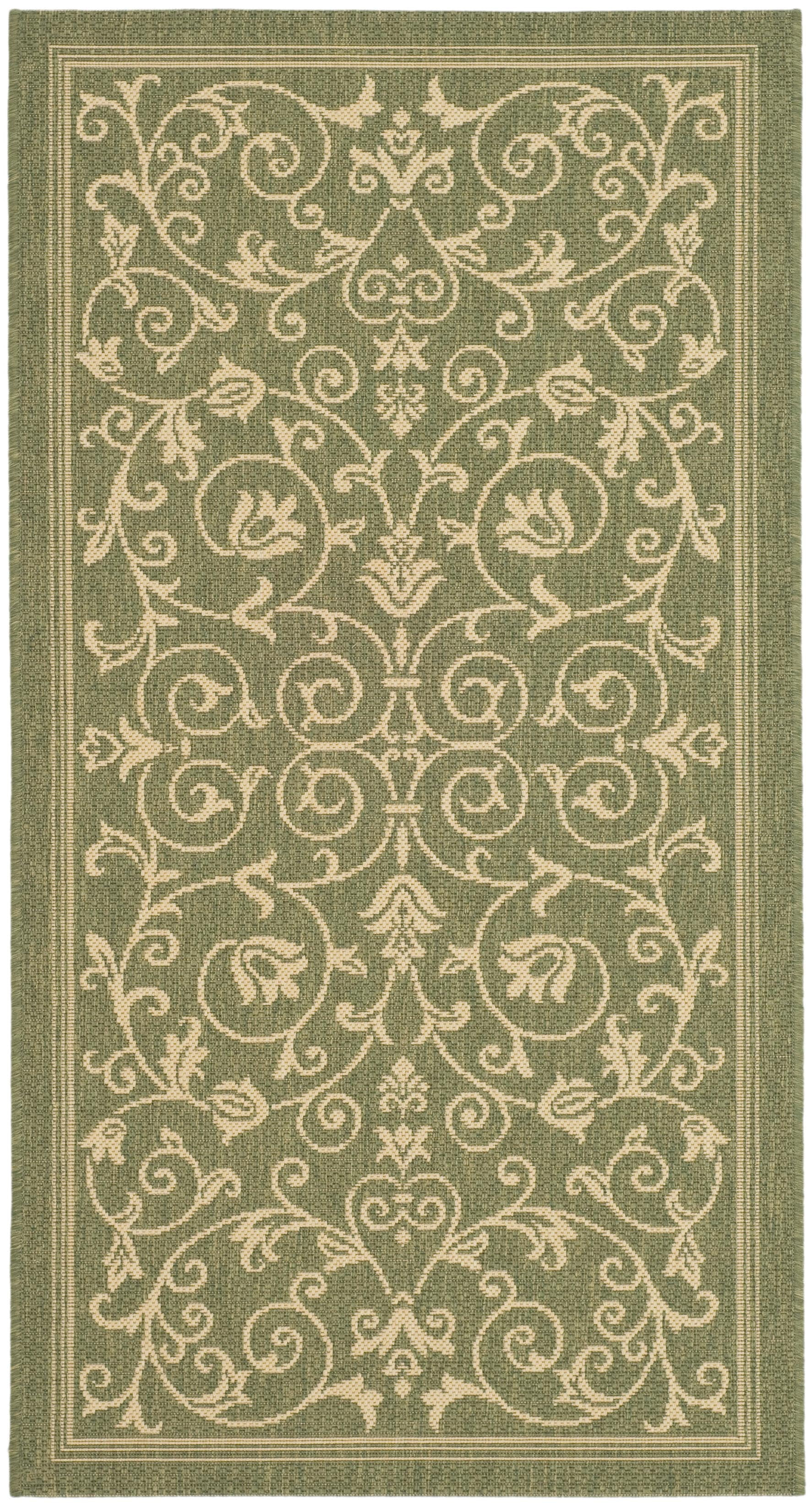SAFAVIEH Courtyard Nanda Floral Indoor/Outdoor Area Rug, 2' x 3'7", Olive/Natural