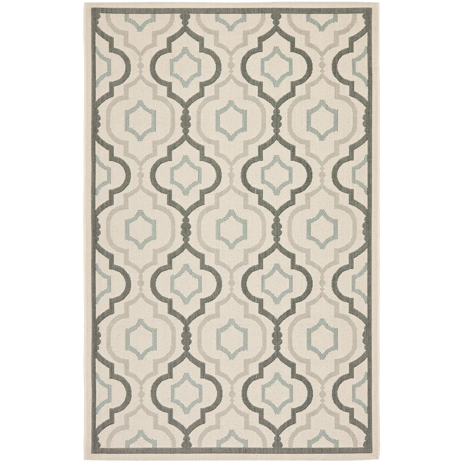 SAFAVIEH Courtyard Bayon Geometric Indoor/Outdoor Area Rug, Beige/Dark Beige, 5'3" x 7'7"