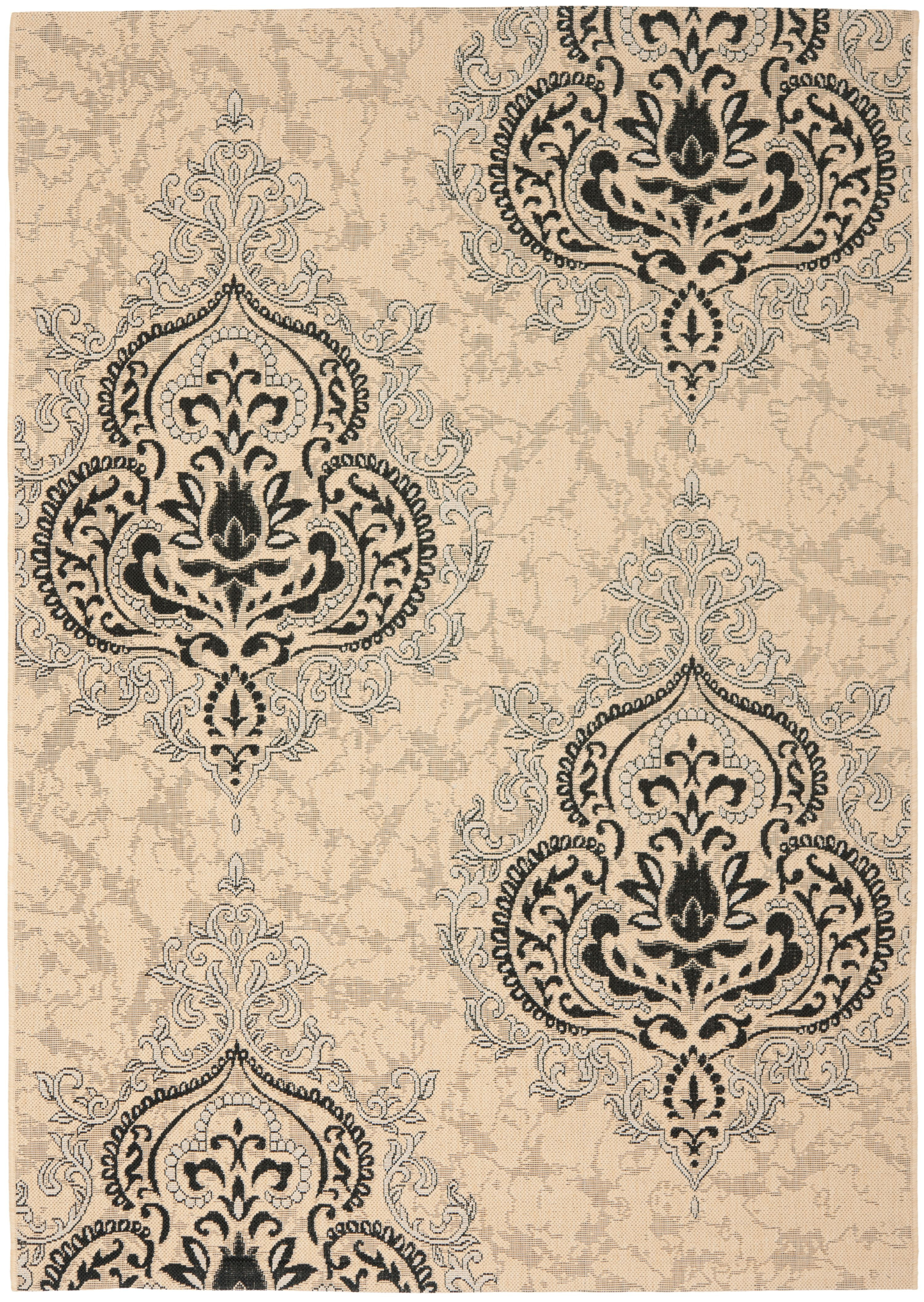 Courtyard CY7926 Power Loomed Indoor/Outdoor Area Rug - Creme/Black - 8'x11' - Safavieh.
