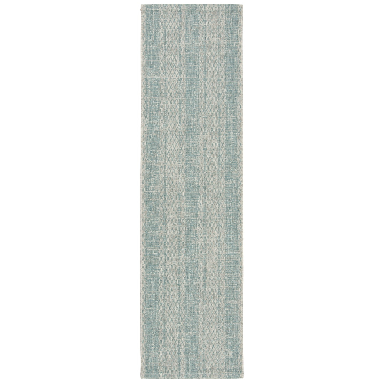 SAFAVIEH Courtyard Robert Striped Indoor/Outdoor Runner, 2'3" x 8', Light Grey/Aqua