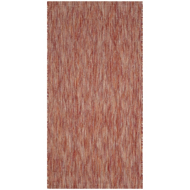 SAFAVIEH Courtyard Teodor Geometric Indoor/Outdoor Area Rug, Red/Red, 2'7" x 5'